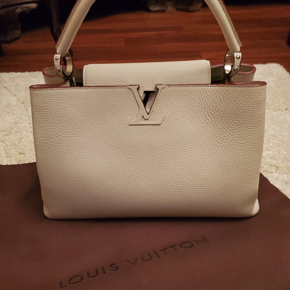 Louis Vuitton Capucines MM Bag, Light Cream/ Ivory, NEW
